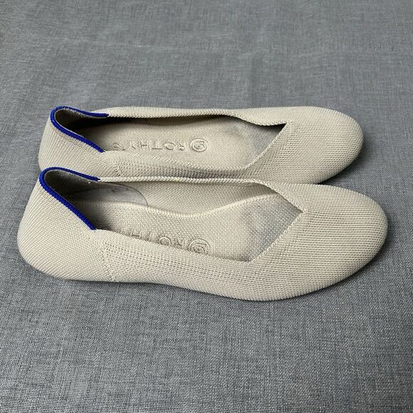 Rothy's Cream Flats with Blue Trim - Picture 2 of 5